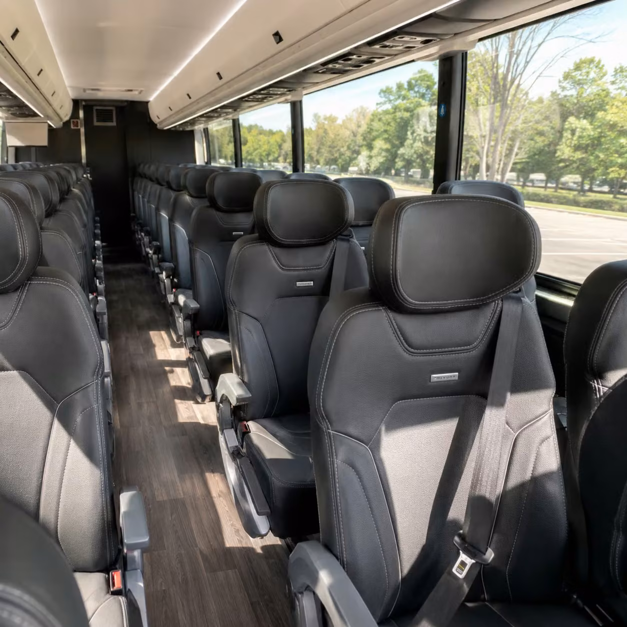 56 passenger charter bus inside